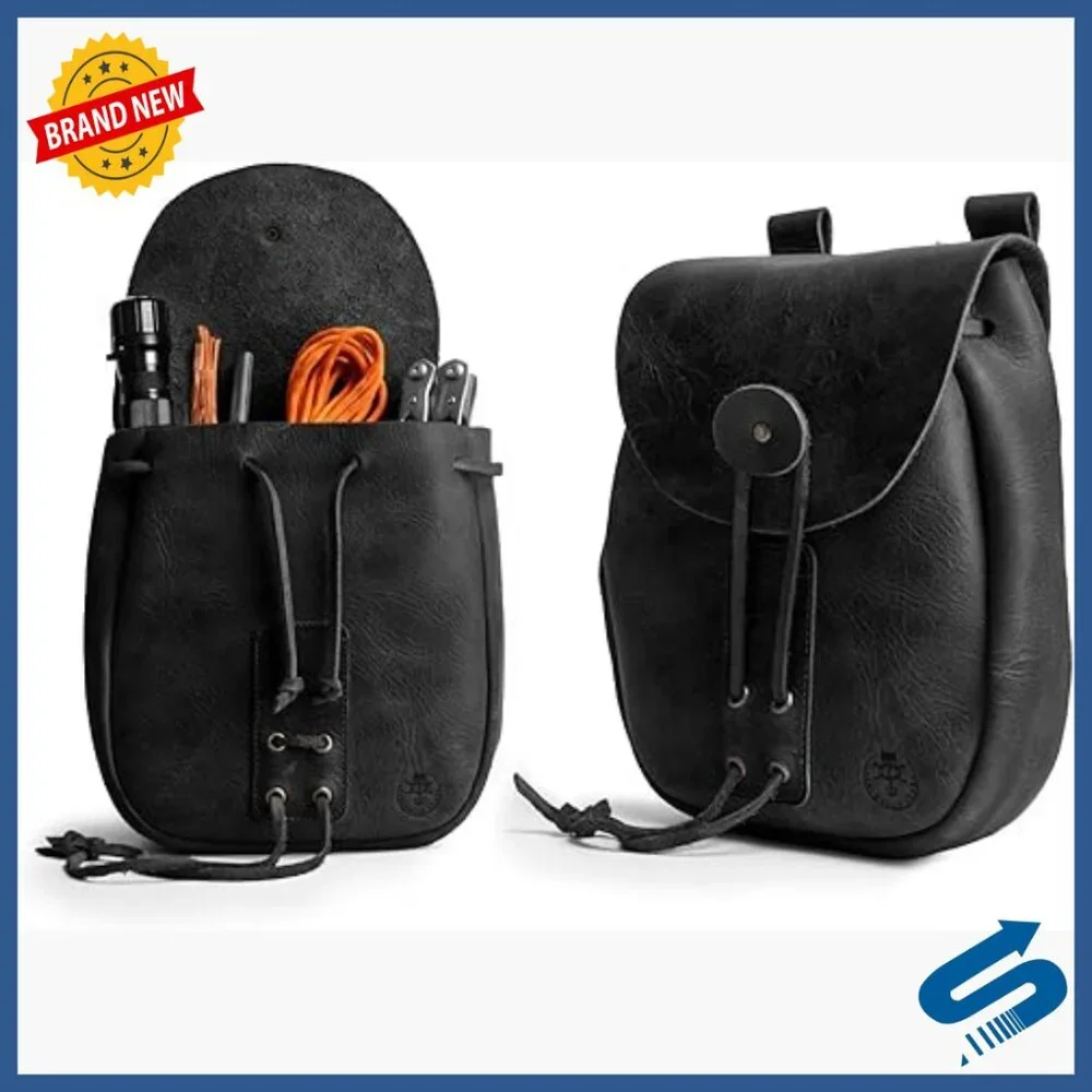 Full Grain Leather Handmade Secure Pouch for Money Valuables Coins